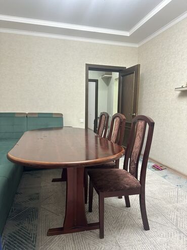 офисные столы ош: Кухонный стол и стул, цвет - Коричневый