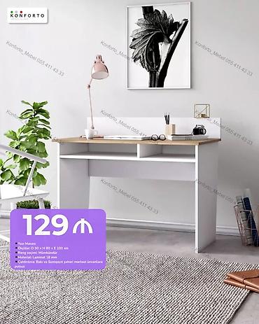 kitab stol: Düz masa, Stulsuz, Polkalı, Siyirməsiz, Sadə laminat — 1