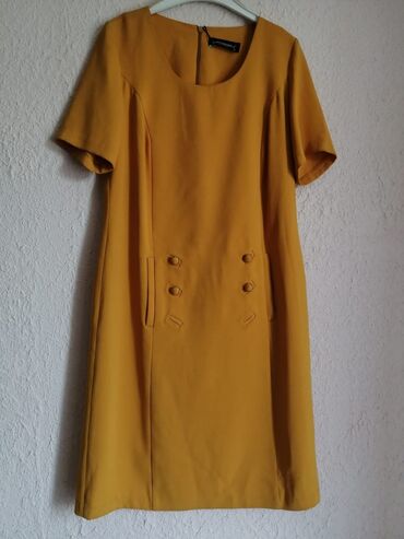 желтое платье: Күнүмдүк көйнөк, Туркия, Жай, Кыска модель, Полиэстер, M (EU 38)