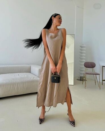 длинное бордовое платье: Күнүмдүк көйнөк, Жай, Узун модель, Зыгыр, Сарафан, Стандарт