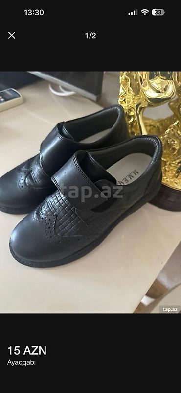 tufliler 2023: Məhsul: Uşaq üçün qara klassik ayaqqabı - Rəng: Qara - Model: Velcro — 1