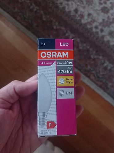 omid cilcıraq: OSRAM LED lampası – E14 patrondur, “şam” forması. - Güc sərfi: 4.9 W — 1