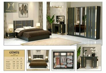 Yataq otağı dəstləri: İkinəfərlik çarpayı, Dolab, Termo, 2 tumba, Azərbaycan, Yeni — 4