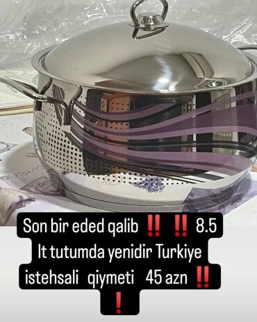 duduklu qazan: Кастрюля, цвет - Серебристый, Нержавеющая сталь, Больше 5 л, Турция