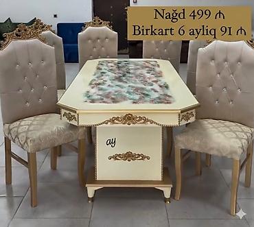 Qonaq otağı üçün, Yeni, Açılmayan, Dördbucaq masa, 6 stul