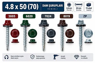 Rəngli dam şurupları – 4.8 x 50 (70) (3.20) azn Xüsusiyyətlər: - lalafo.az -da Rəngli dam şurupları – 4.8 x 50 (70) (3.20) azn Xüsusiyyətlər: -