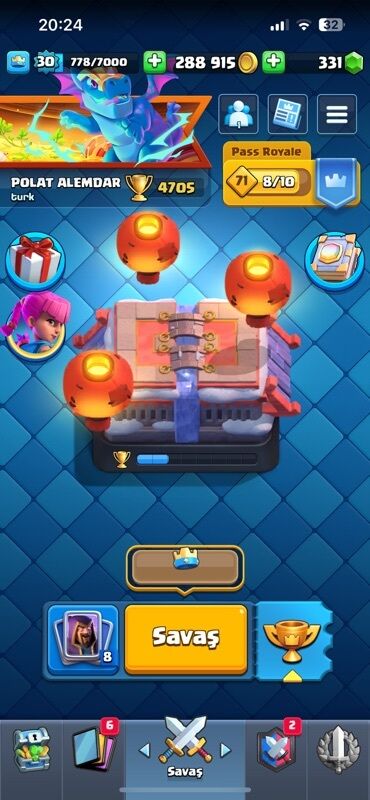 Tavalar: Clash royale hesabi efsanevi 6 ədəd var 4700 kupa 4900 olduqda 1
