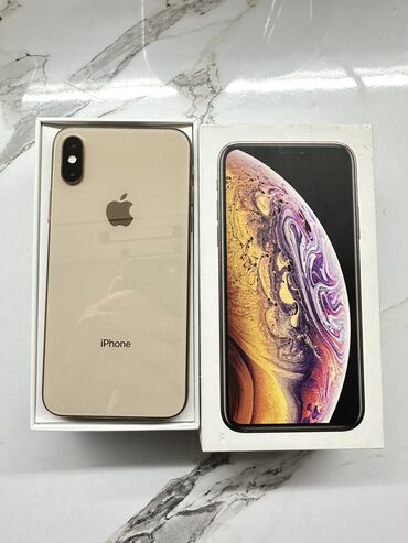 Apple iPhone: IPhone Xs, Б/у, 128 ГБ, Золотой, Защитное стекло, Чехол, Коробка