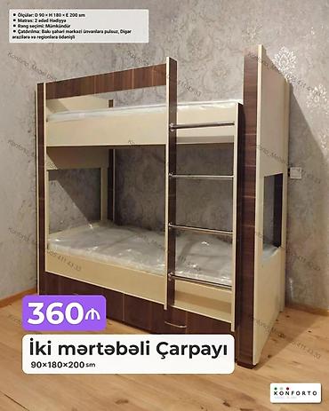 İki mərtəbəli çarpayı – 90×180×200 sm - Komplekt: 2 ədəd matras