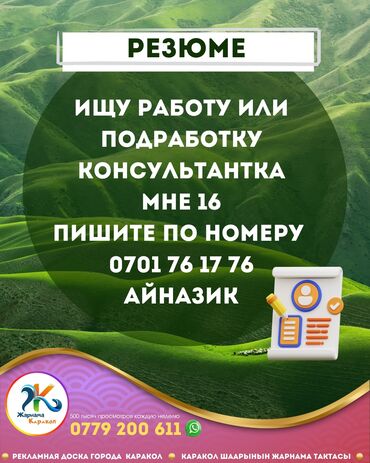 работа для студентов ежедневная оплата: Сатуучу консультант, Тажрыйбасыз, Студент