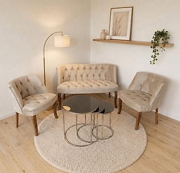 sluci: Set tapaciranog klub nameštaja – sofa i dve fotelje sa klub stočićima — 6
