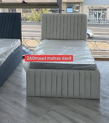matras olculəri: Tək nəfərlik yumşaq başlıqlı çarpayı – “260 maat, matras daxil” qeydli — 1