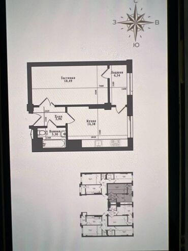 1 ком квартира псо: 1 комната, 44 м², 11 этаж
