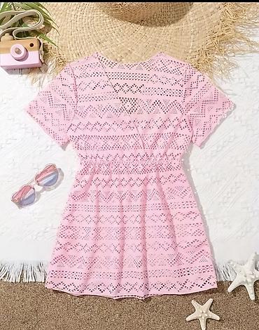 toy paltarları modelleri: Pambıq qarışımlı, açıq naxışlı (ajurlu) çəhrayı qısa don. - Model — 1