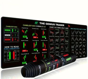 Компьютерные мышки: “The Genius Trader” treydinq mouse padi - Geniş səth: qara fonda