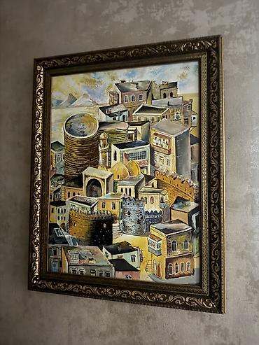 tarsofka boya: Rəsm əsəri – “İçərişəhər” mövzusunda orijinal tablo - Texnika: kətan — 1