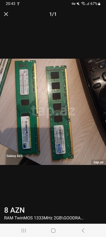 Operativ yaddaş (RAM): Operativ yaddaş (RAM) Kingston, 4 GB, 1333 Mhz, DDR3, PC üçün, İşlənmiş