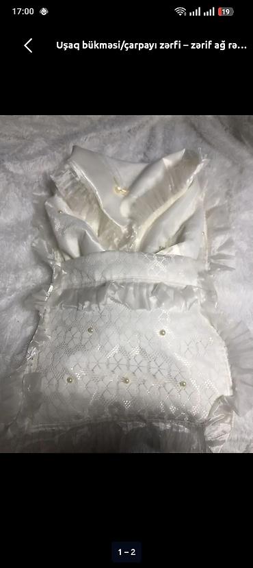 xestexana cıxışı: Uşaq bükməsi/çarşaf-zərf – zərif ağ rəngdə - Material: atlas parça və — 1