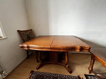 Masalar: Klassik üslublu massiv ağac yemək masası - Material: təbii ağac — 1