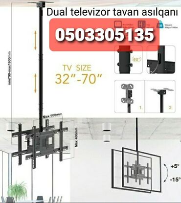 Monitorlar: İkili qoşa monitor asmaq üçün stolüstü hərəkətli korşteyn.17-30 LED — 13