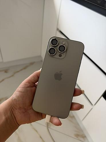 IPhone 15 Pro Max, Б/у, Natural Titanium, Кабель, 90 %