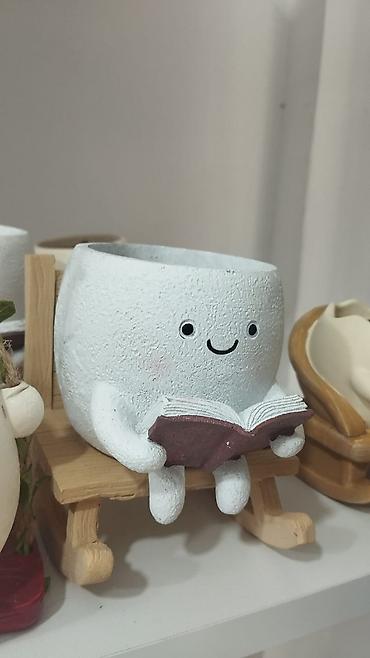 qelem qabi: Şən dizaynlı dekorativ mini dibçəklər (figurlu) - Material — 2