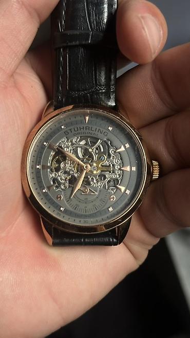 кожаный корсет: Механические часы Stuhrling Original с автоподзаводом (скелетон) - — 2