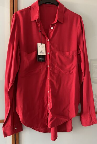 zenske košulje: L (EU 40), Single-colored, color - Red