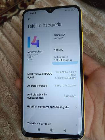 xiaomi poco m3 qiyməti: Poco M3, 128 GB, rəng - Sarı, Barmaq izi — 3