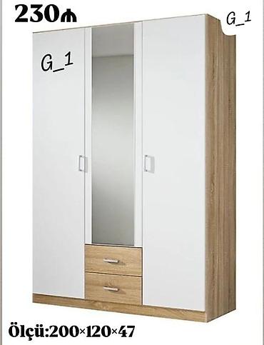 Paltar dolabları, qarderoblar: G_1 geyim dolabları Model 1 – 2 qapılı (ağ) - Ölçü: 200 × 90 × 47 sm — 21