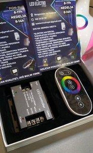 Ostali elektro materijali: RGB TOUCH LED KONTROLER RF 12-24V 18A Opis: Nov RF touch kontroler — 17