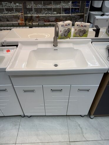 стол офисный для руководителя: Ванна үчүн тумба, Раковина менен, түсү - Ак