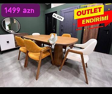 Qonaq otağı üçün, Yeni, Dördbucaq masa, 6 stul