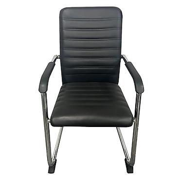 Офисные кресла: Офисное кресло, Без колесиков, цвет - Черный, Экокожа — 7