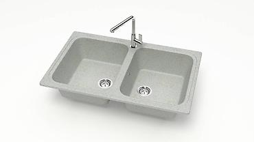 двойнии: Кухонная мойка Glanz Эвон J020 Каменная мойка из литого мрамора — 7