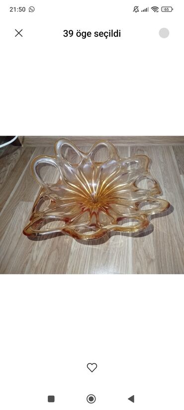Канцтовары: Bənövşəyi-qızılı tonlarda dekorativ şüşə qabaq/bowl. - Material