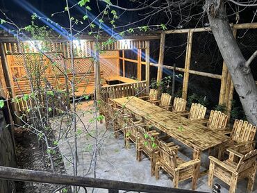 Bağ, çöl masa və oturacaq dəstləri: Yeni, Dördbucaq masa, Açılmayan, Stullar ilə, Taxta, Azərbaycan — 8