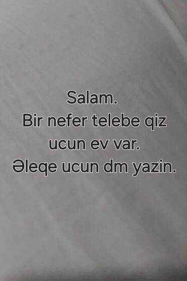 Розетки: Tələbə qız üçün kirayə ev təklif olunur. Elan mətnində göstərildiyi
