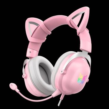 Колонки, гарнитуры и микрофоны: Наушники ONIKUMA Gaming CAT with LED X11, USB + 3,5 мм pink Описание