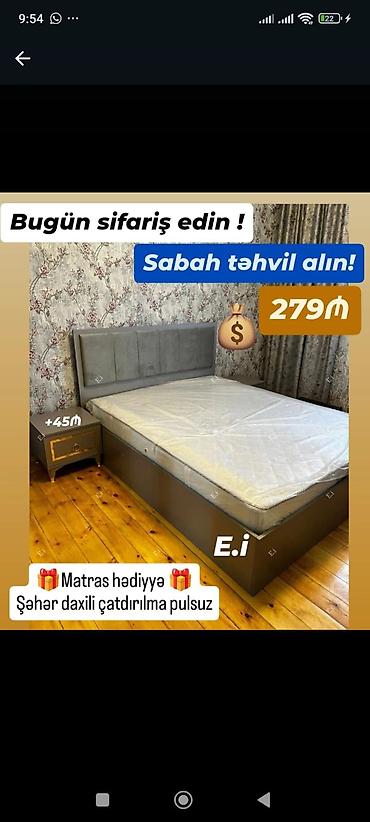 qosa taxt: Yeni, İkinəfərlik çarpayı, Matras ilə — 1