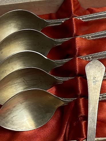 qab qasiq: 6 ədəd qaşıq dəsti – qutuda - Material: metal (sapın arxa hissəsində — 3
