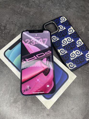 наушник для айфона: IPhone 12, Б/у, 256 ГБ, Голубой, Чехол, 84 %