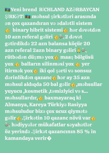 şirkət iş elanları: Richland Arna Global şirkəti ilə evdən çıxmadan öz biznesinizi qurmaq