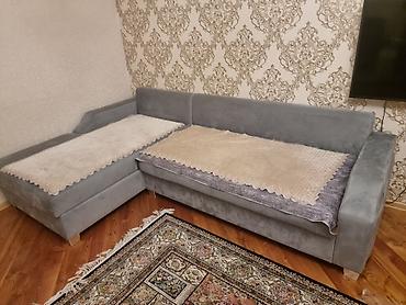 kunc divan yeni: Künc divanı – L şəklində, yumşaq parça üzlüklü, açıq-boz rəngdə — 4