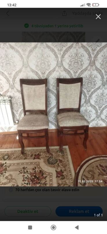 mətbəx stol stulları: 2 eded stul mohkem saglamdi