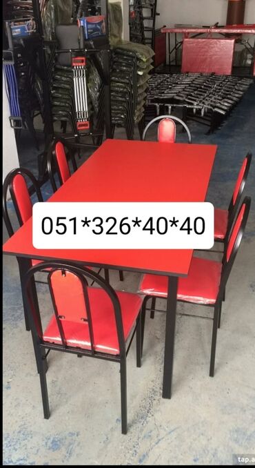 tək masalar: Mətbəx üçün, Qonaq otağı üçün, Yeni, Açılan, Dördbucaq masa, 6 stul, Azərbaycan