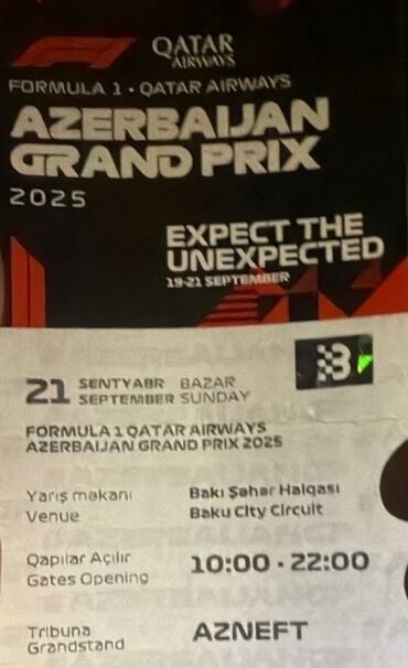 Свадебные платья и аксессуары: Formula Biletlər satılır 21 Sentyabr 10:00-22:00 2ədəd yanbayan yer