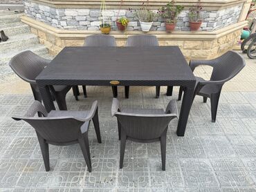 metbex stolu qiymeti: Balkon üçün, Açılmayan, Dördbucaq masa, 6 stul