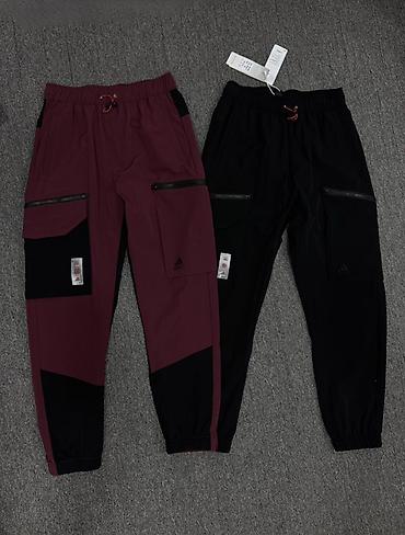 бордовый: Мужские брюки, M, L, XL, Adidas, Новый, цвет - Красный, Самовывоз — 1