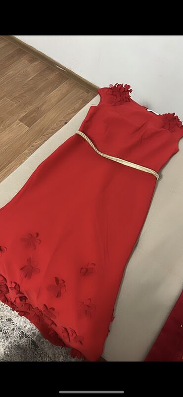 длинное красное вечернее платье: Вечернее платье, Русалка, Длинная модель, Полиэстер, Без рукавов, S (EU 36), M (EU 38)